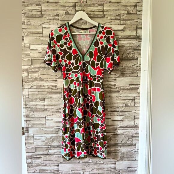 Boden || Mini Multicolor Y2K style Floral Kimono Empire Waist Dress 2R - Picture 1 of 10